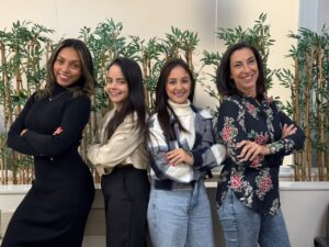 Thayna, Esther, Tiffany e Gloria, o time de RH da Fares